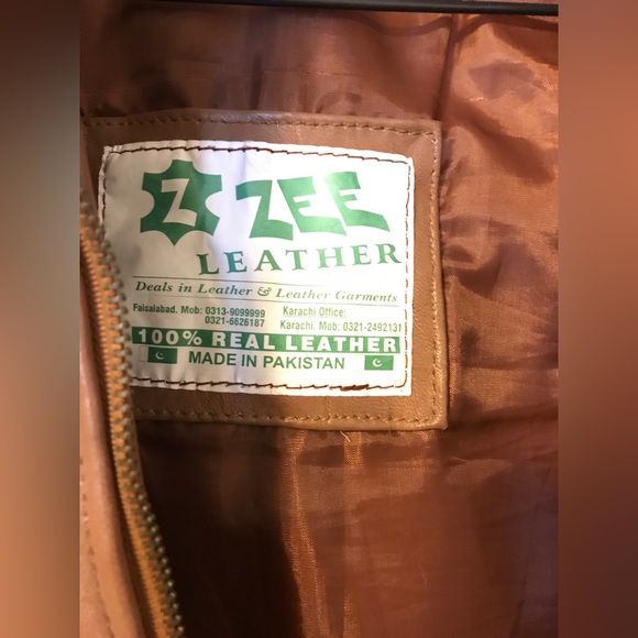 Mens Tan Leather Jacket - Picture 4 of 6